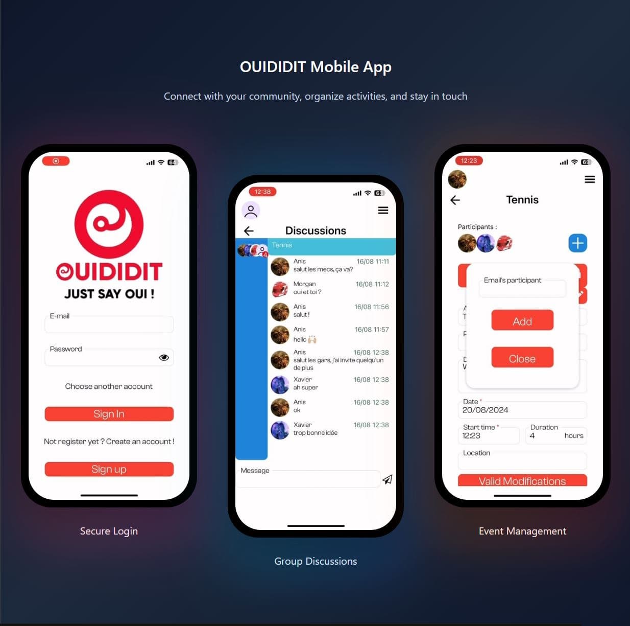 Application mobile d'organisation d’activités